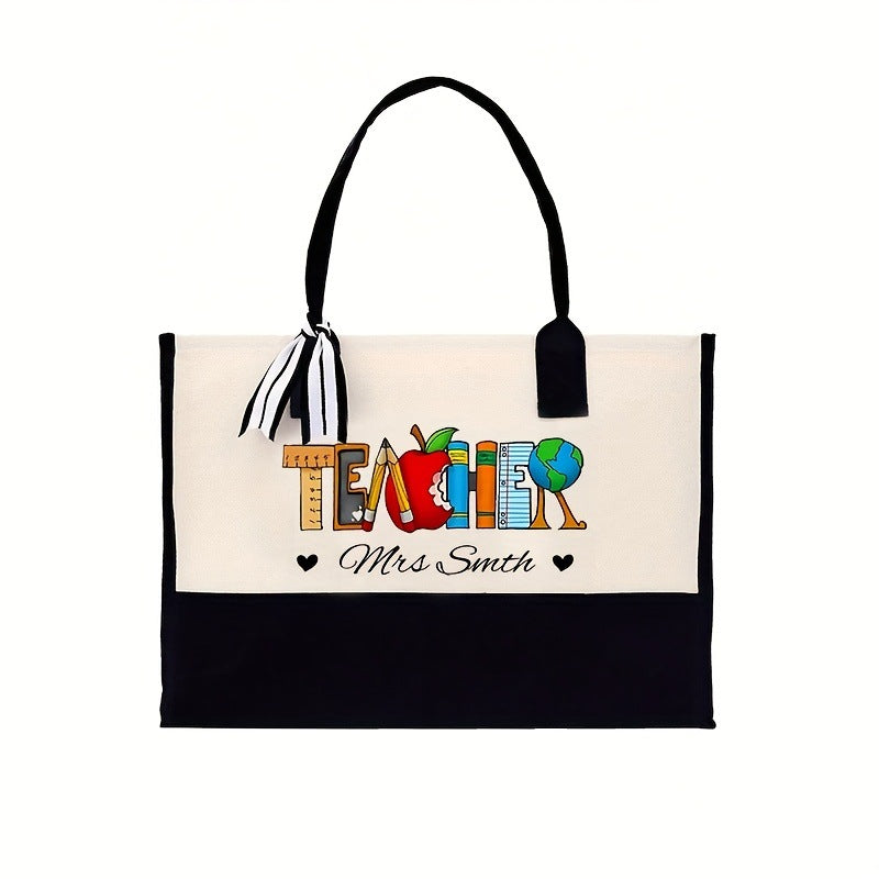 Initial Flower Tote Bag
