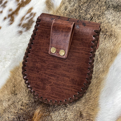 Medieval Viking Style Leather Waist Bag with Coin Compartment