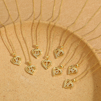 Heart Initial Necklace Gift