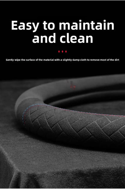 Italian Suede Non-Slip Embossed Steering Wheel Cover