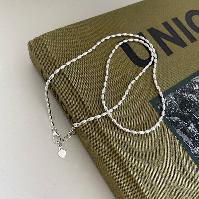 Rice-grain olive bead necklace