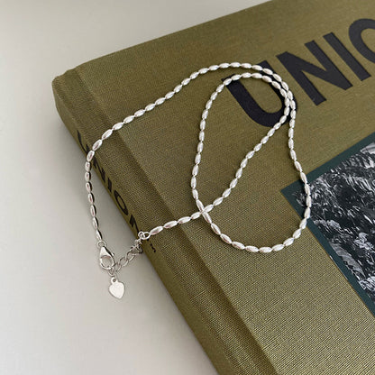 Rice-grain olive bead necklace