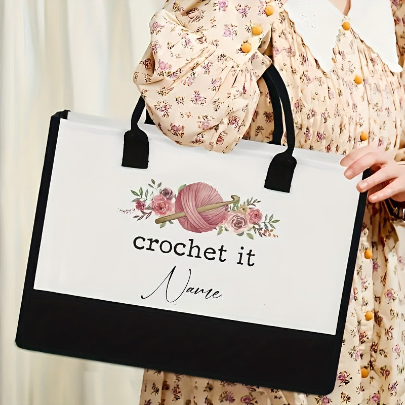 Initial Flower Tote Bag