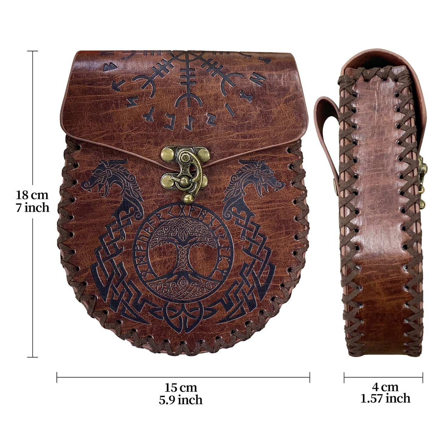 Medieval Viking Style Leather Waist Bag with Coin Compartment