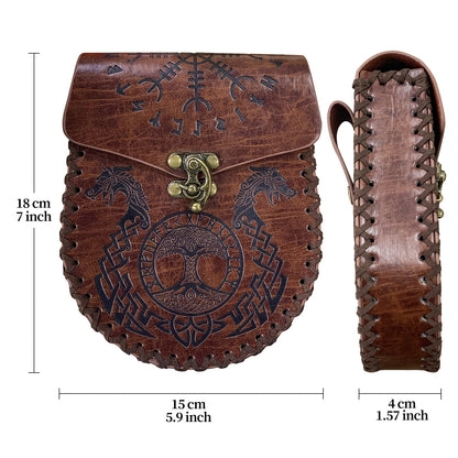 Medieval Viking Style Leather Waist Bag with Coin Compartment