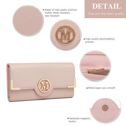 Miss Lulu Women's PU Leather Long Wallet with Card Slots