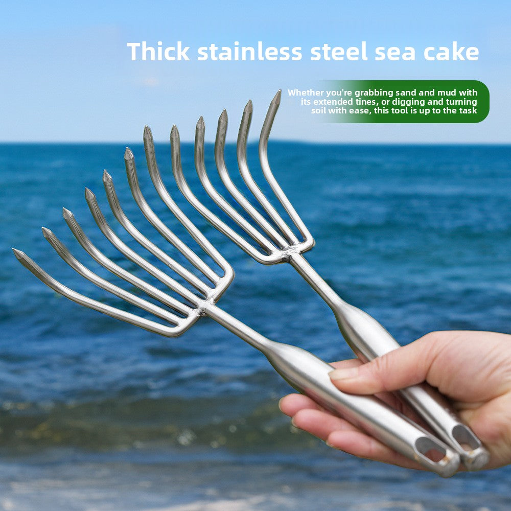 Stainless Steel Digging Rake for Beach and Garden