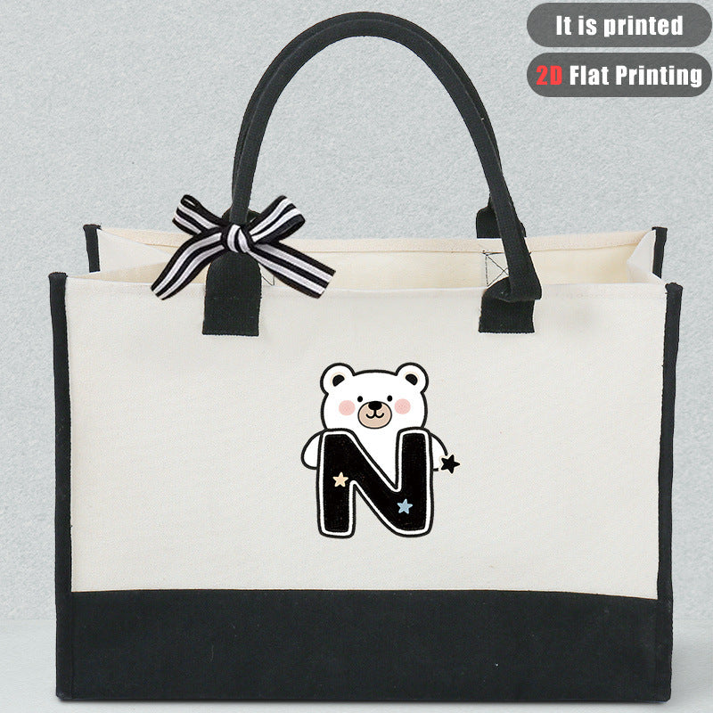 Initial Flower Tote Bag