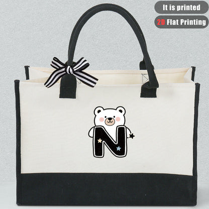 Initial Flower Tote Bag