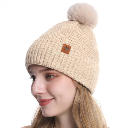 Women's Knitted Winter Hat with Earflaps Fleece Lined