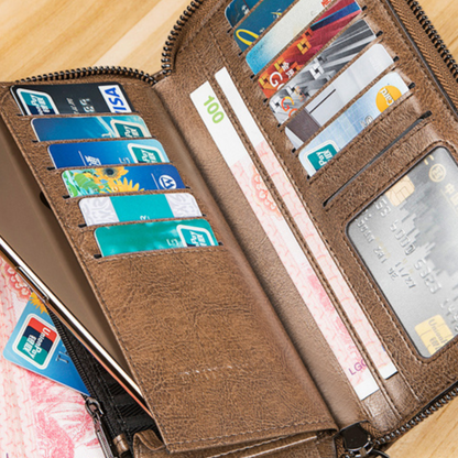 Men's Retro Cowhide Zipper Wallet