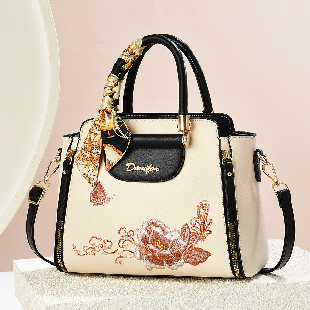 Women's Floral Embroidered Handbag