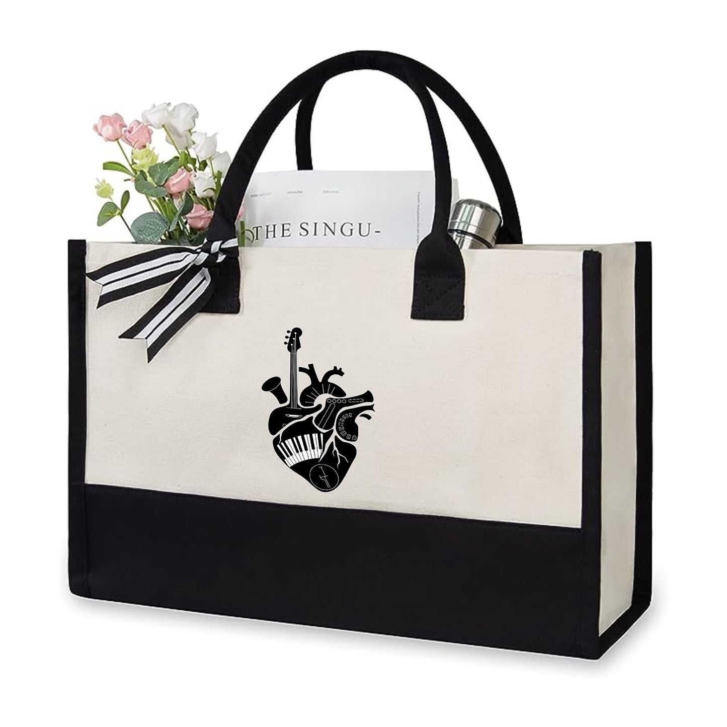 Initial Flower Tote Bag
