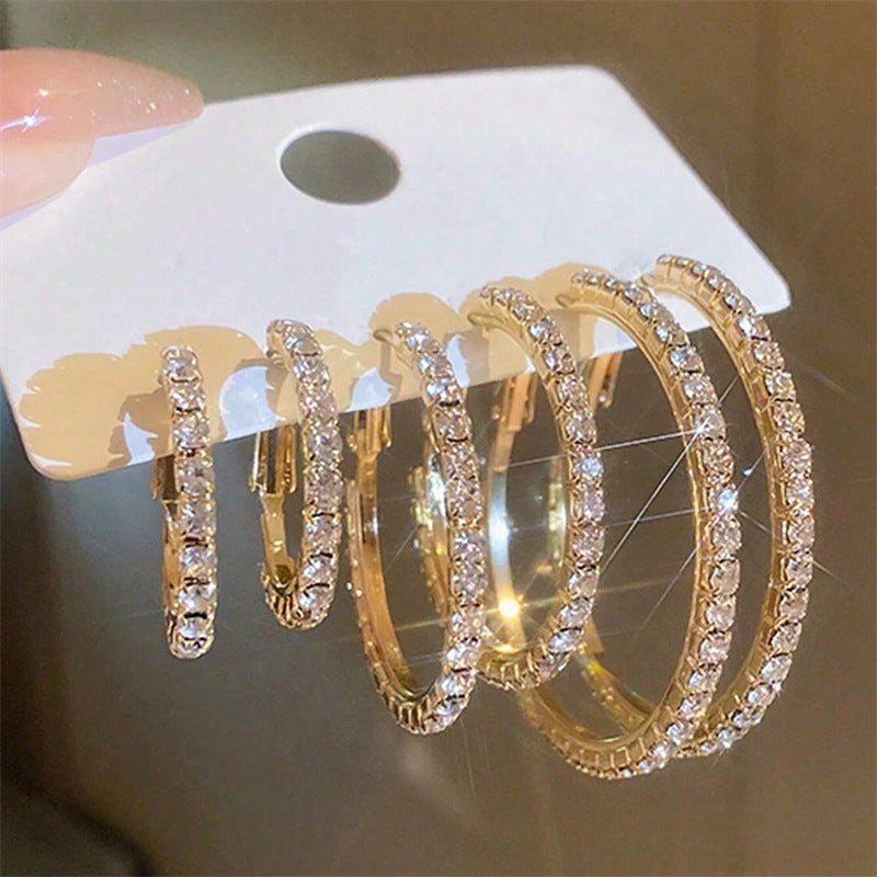 3 Pairs Hoop Earrings Set