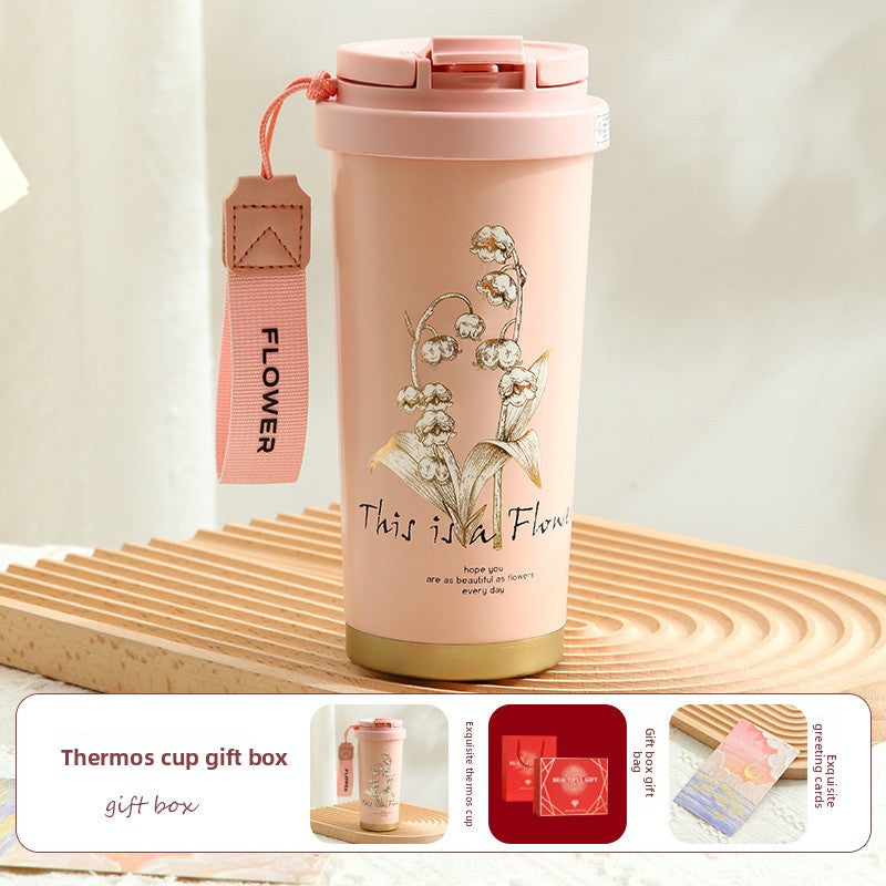 Floral Stainless Steel Thermos Cup