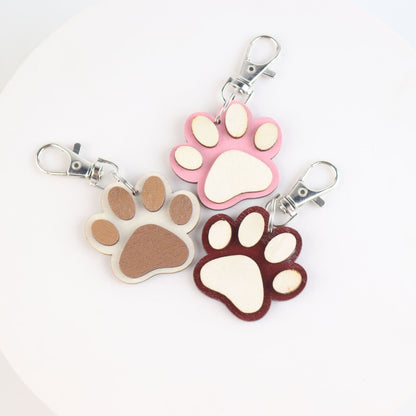 Mini Bear Paw Wooden Keychain