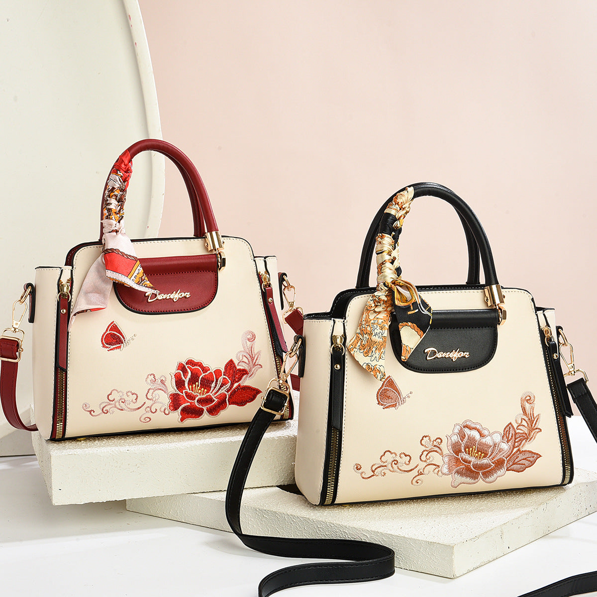 Women's Floral Embroidered Handbag