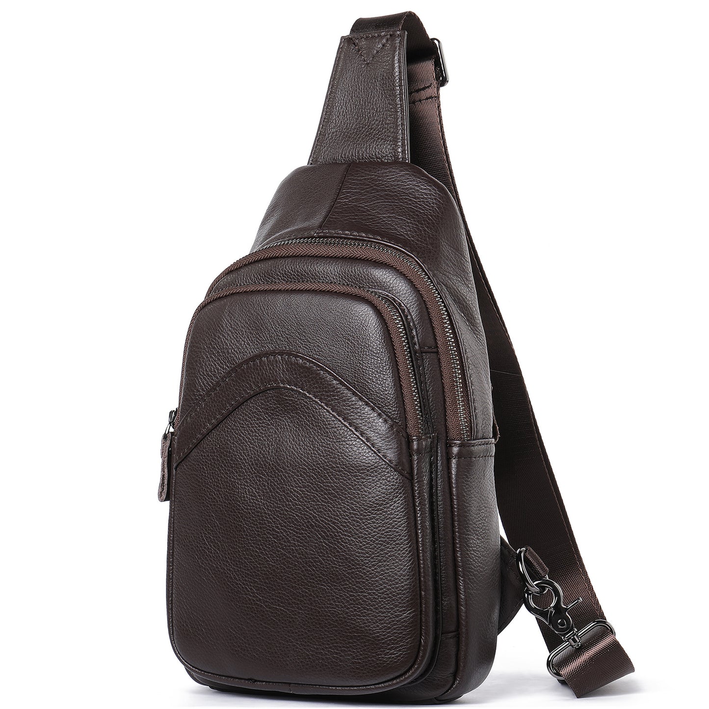 Men Genuine Leather Chest Bag Shoulder Messenger Bag