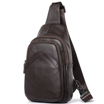 Men Genuine Leather Chest Bag Shoulder Messenger Bag