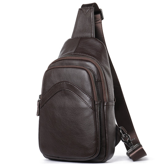 Men Genuine Leather Chest Bag Shoulder Messenger Bag