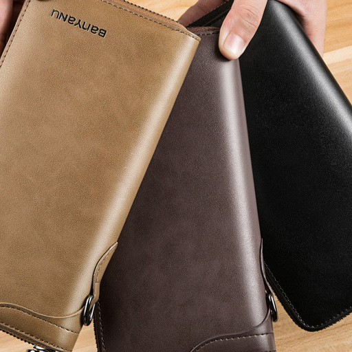 Men's Retro Cowhide Zipper Wallet