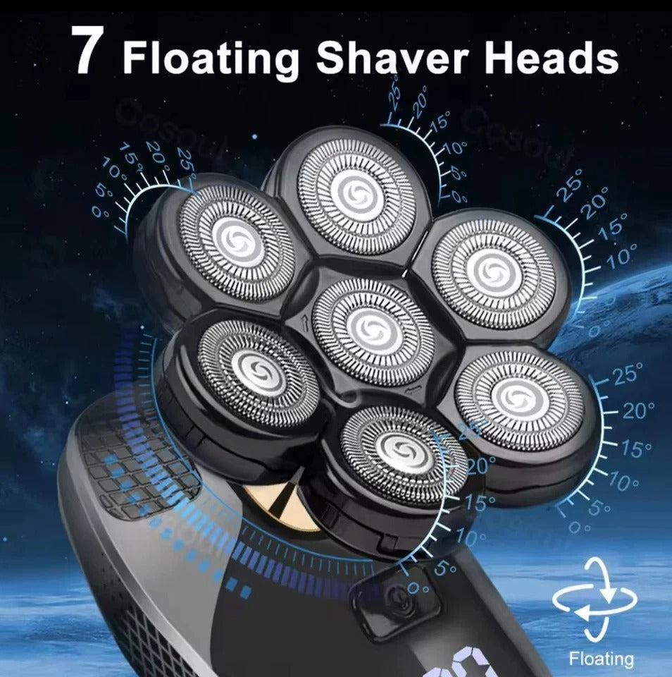 Men Electric Head Shaver Bald Beard Trimmer Rechargeable Rotary Razor