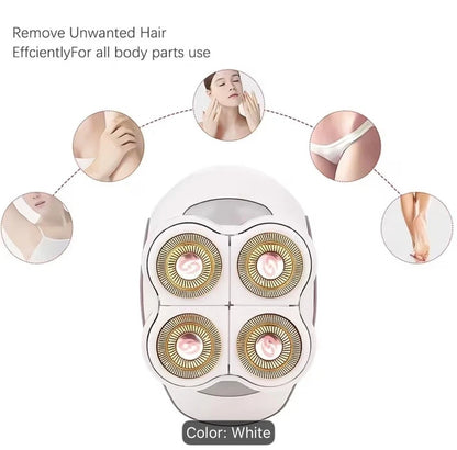 Women 4 Head Electric Shaver 360° USB Rechargeable Wet & Dry Razor