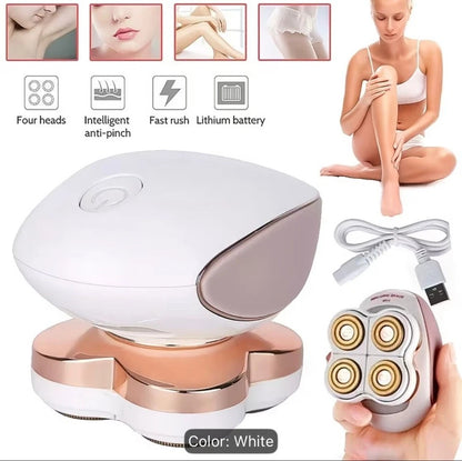 Women 4 Head Electric Shaver 360° USB Rechargeable Wet & Dry Razor