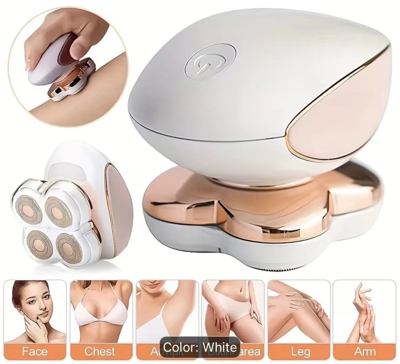 Women 4 Head Electric Shaver 360° USB Rechargeable Wet & Dry Razor
