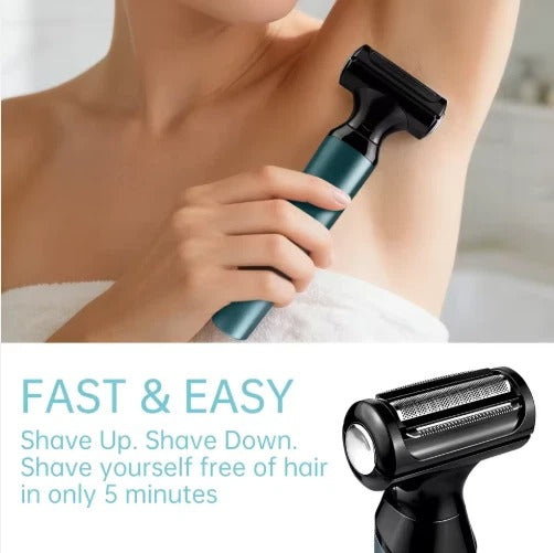 2-in-1 Body & Groin Hair Shaver Waterproof Dual Head Trimmer for Men and Women