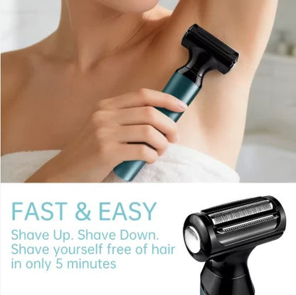 2-in-1 Body & Groin Hair Shaver Waterproof Dual Head Trimmer for Men and Women