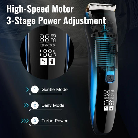 Professional Cordless Hair Clipper – Rechargeable & Washable Barber Trimmer