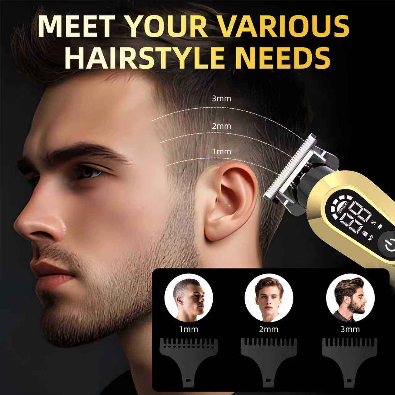 Barber Hair Clipper – Rechargeable LCD Stainless Steel Trimmer