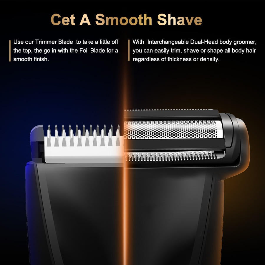 Waterproof Body Hair Trimmer for Men – Rechargeable Electric Groin Shaver with LED Display