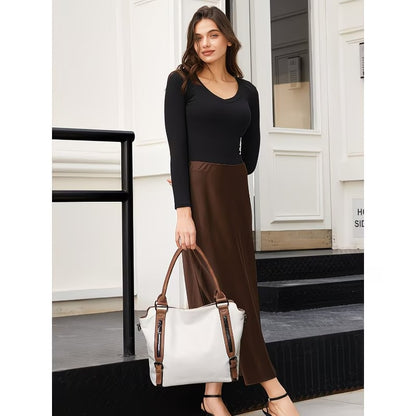Genuine Leather Women Large Tote & Crossbody Convertible Bag