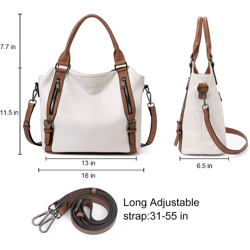 Genuine Leather Women Large Tote & Crossbody Convertible Bag