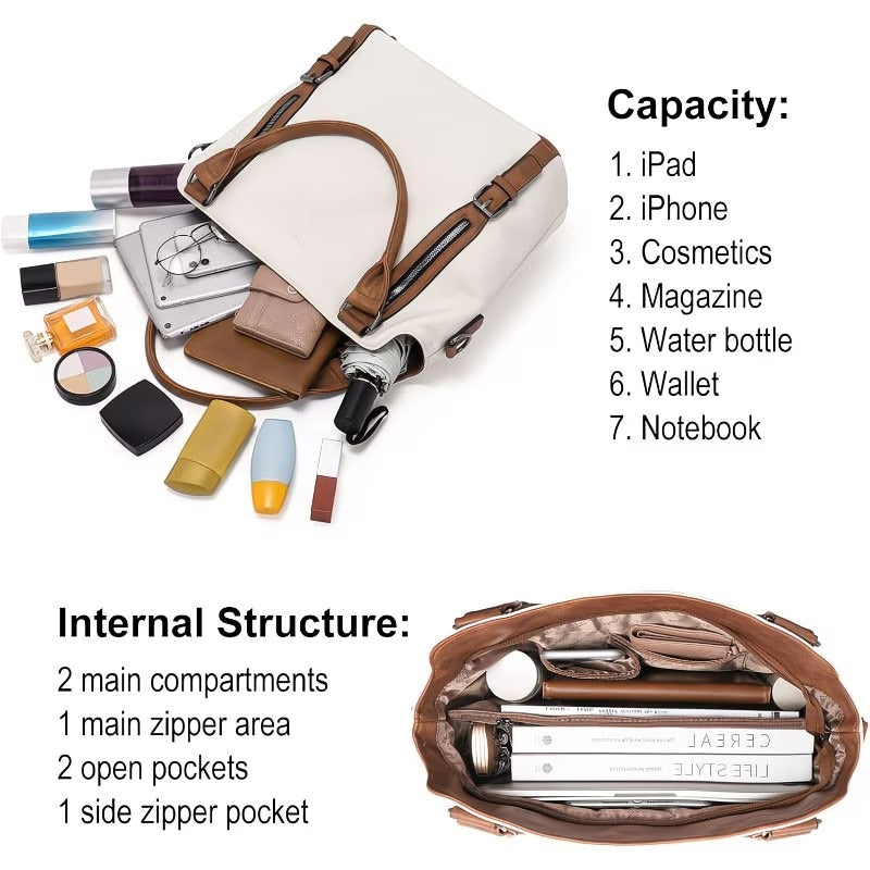 Genuine Leather Women Large Tote & Crossbody Convertible Bag