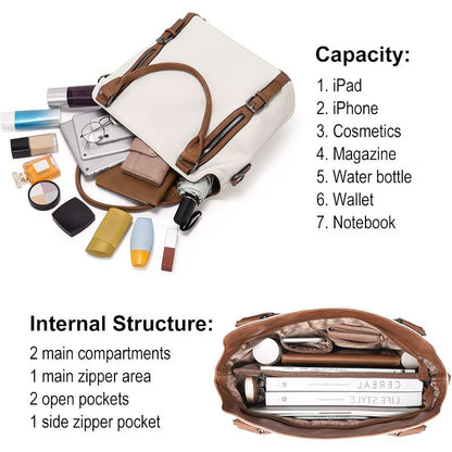 Genuine Leather Women Large Tote & Crossbody Convertible Bag