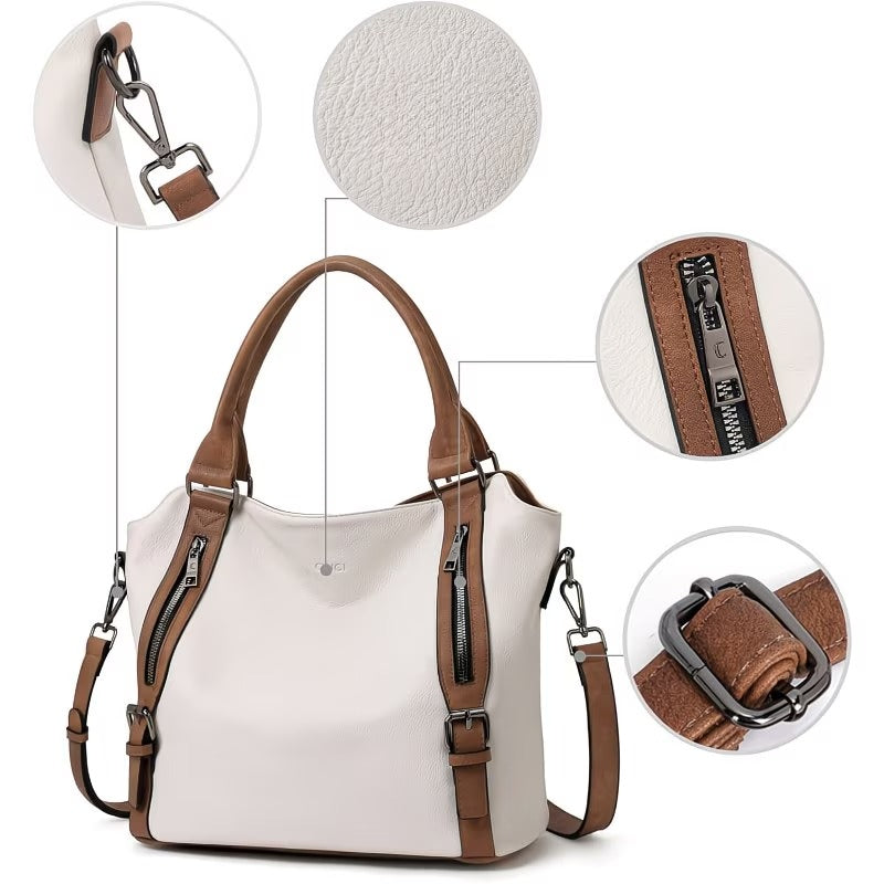 Genuine Leather Women Large Tote & Crossbody Convertible Bag