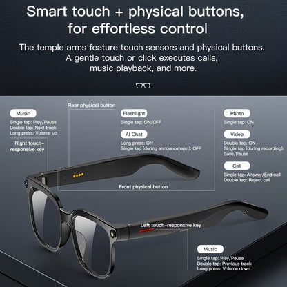 AI Smart Glasses with 800W Camera, Translation & Voice Assistant