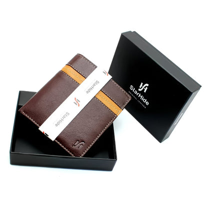Luxury Brown Tan RFID Leather Wallet for Men with Coin Pocket
