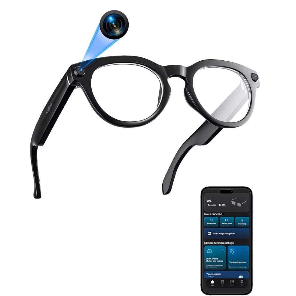 Smart Glasses with Camera, Translator & Music Control for iPhone & Android