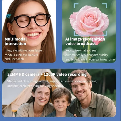 Smart Glasses with Camera, Translator & Music Control for iPhone & Android