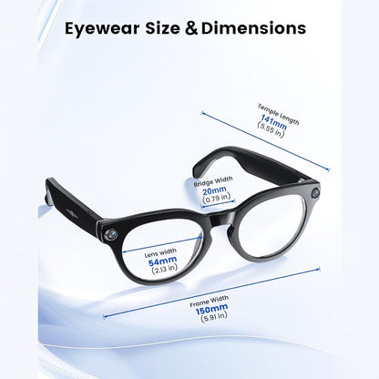 Smart Glasses with Camera, Translator & Music Control for iPhone & Android