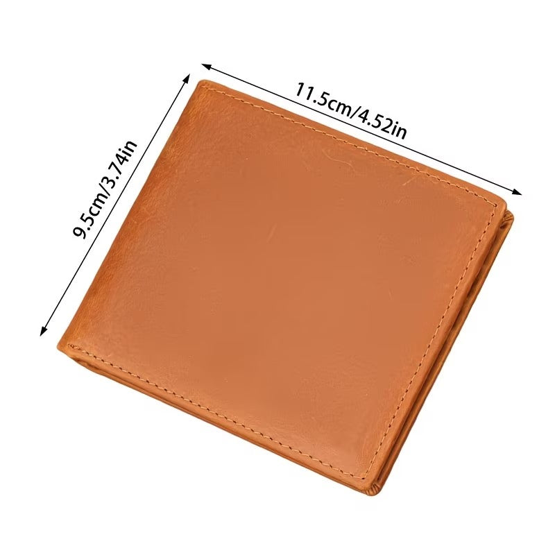 Men’s Genuine Crazy Horse Leather RFID Slim Bifold Wallet