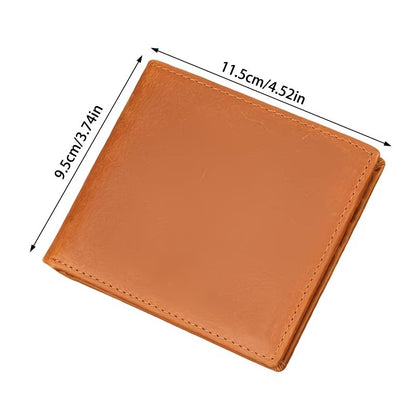 Men’s Genuine Crazy Horse Leather RFID Slim Bifold Wallet