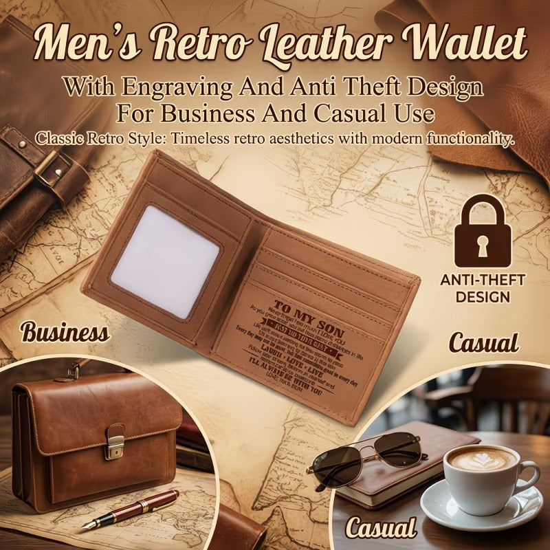 Men’s Genuine Crazy Horse Leather RFID Slim Bifold Wallet