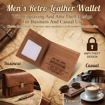 Men’s Genuine Crazy Horse Leather RFID Slim Bifold Wallet