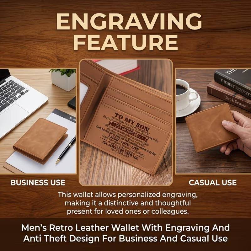 Men’s Genuine Crazy Horse Leather RFID Slim Bifold Wallet