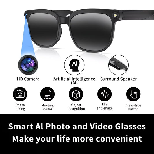 AI Smart Glasses with 800W Camera, Translation & Voice Assistant